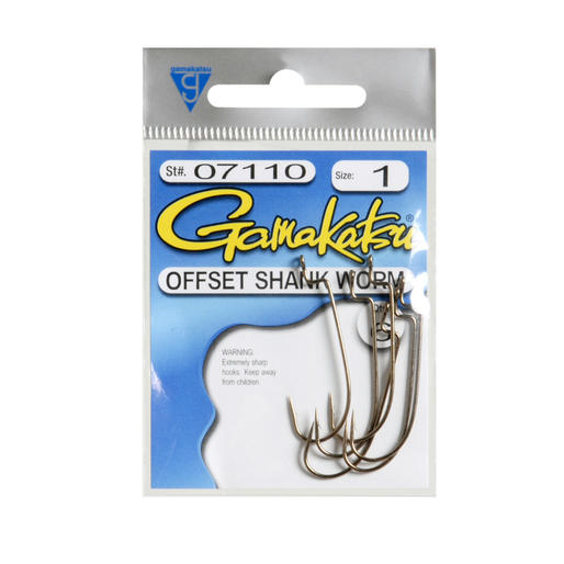 Gamakatsu O'Shaughnessy Offset Worm Hooks - 6 Pack - Size #1