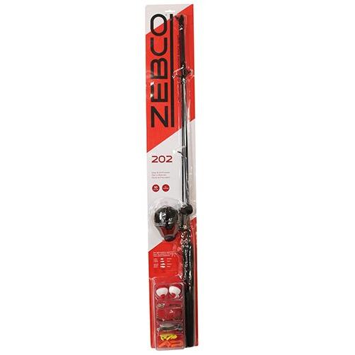 Zebco 202 Spincast Reel & Fishing Rod Pole Combo, 5’ 6” Piece Pole Red New