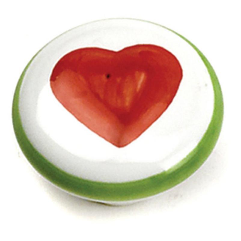Laurey  Co. 01846 Ceramic Knob-WHT CERAMIC W/HEART KNOB