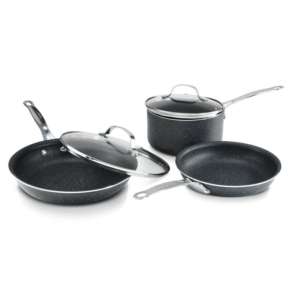 Granite Rock Mineral Enforced Non-Stick Frying Pan, Black