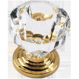 Laurey 82104 1.38 in. Crystal Knob With Polish Brass Base Pack of 10