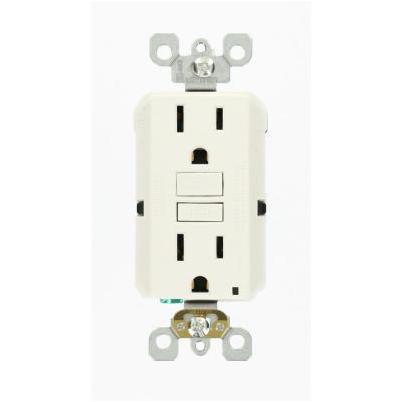 Leviton SmartlockPro Self-Test 15A White Residential Grade Rounded Corner 5-15R GFCI Outlet