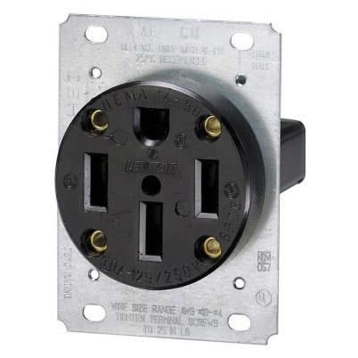 Leviton 50A Flush Mount Black 14-50R Grounding Range Power Outlet