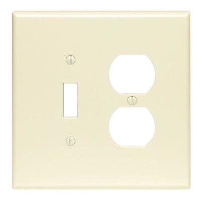 Leviton 2-Gang Plastic Single Toggle/Duplex Outlet Wall Plate, Ivory