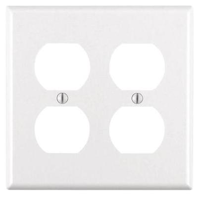 Leviton 2-Gang Smooth Plastic Outlet Wall Plate, White