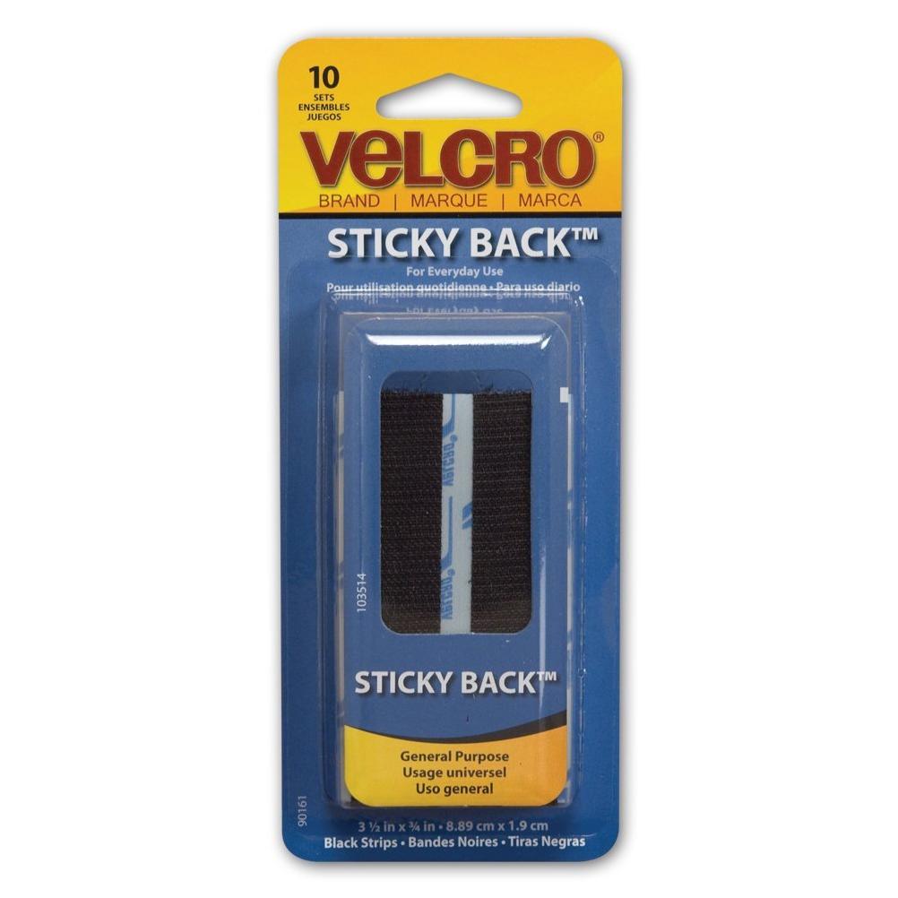 VELCRO Brand 3/4 In. x 3-1/2 In. Black Sticky Back Hook & Loop