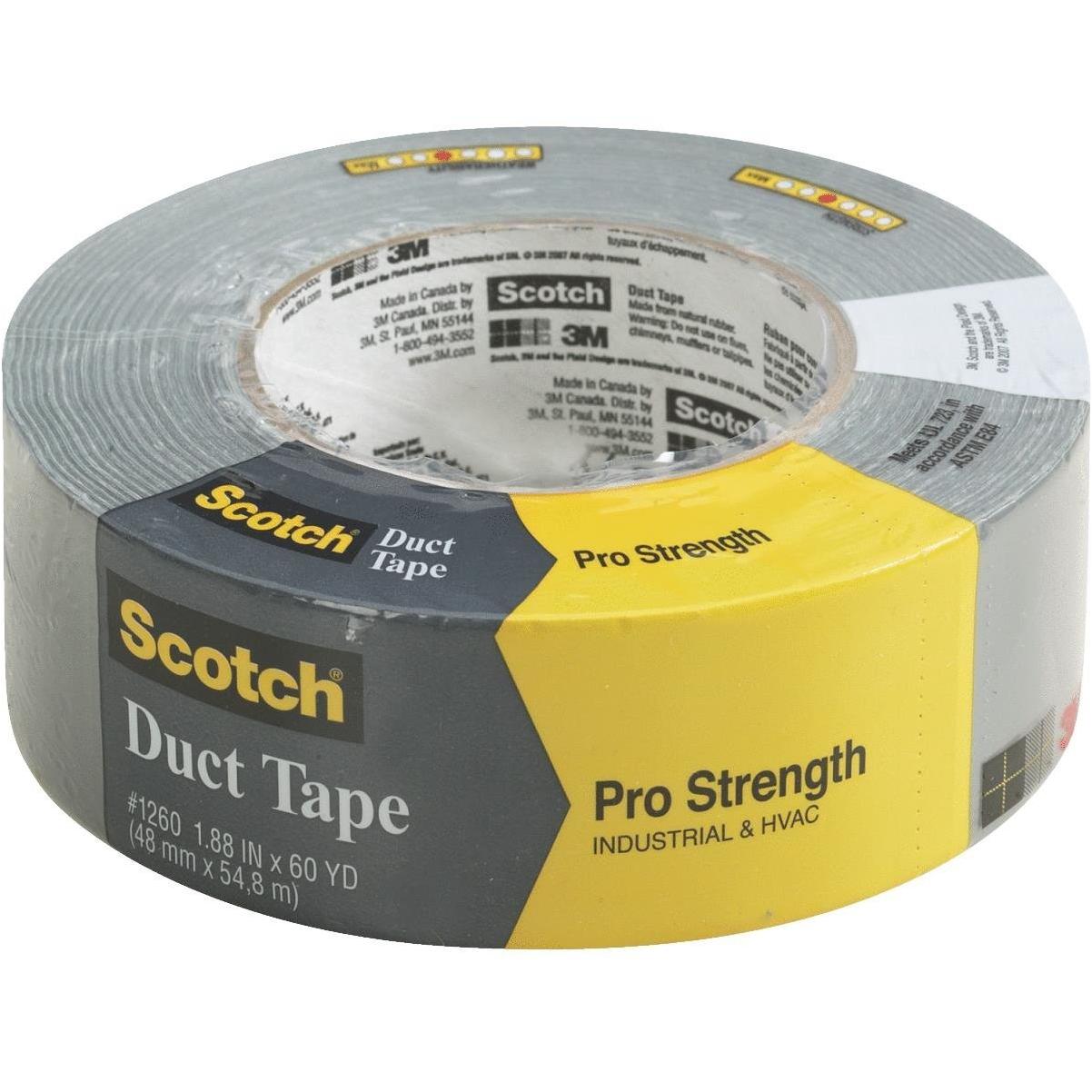 24 Pk 3M Scotch Pro Strength 1.88" X 60 Yd Gray Duct Tape 1260-A 