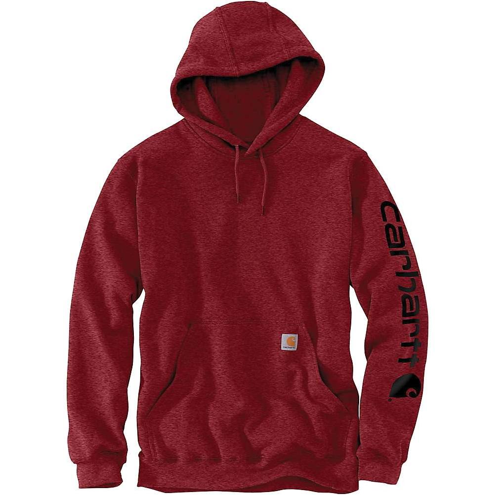 Carhartt Men's Midweight Signature Sleeve Logo Hooded Sweatshirt - XL  Regular - Dark Barn Red Heather