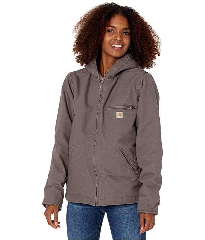 Women's Loose Fit Washed Duck Sherpa Lined Jacket, 53% OFF