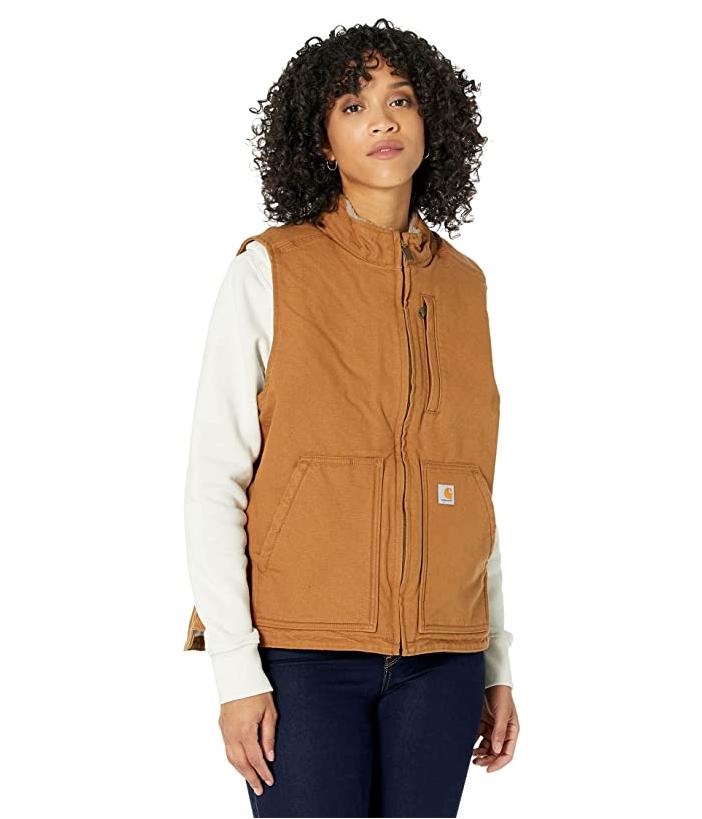 Carhartt Women's Loose Fit Washed Duck Sherpa Lined Mock Vest