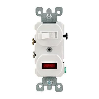 Leviton Heavy-Duty White 15A Switch & Pilot Light