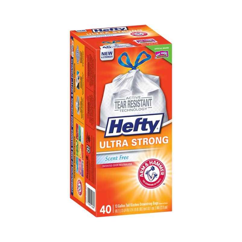 Hefty Ultra Strong 13 Gal. Scent Free Tall Kitchen White Trash Bag  (40-Count)