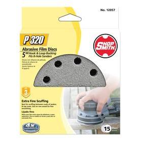 Gator Blade 5 In. 320-Grit 8-Hole Pattern Vented Sanding Disc with Hook & Loop Backing (15-Pack)
