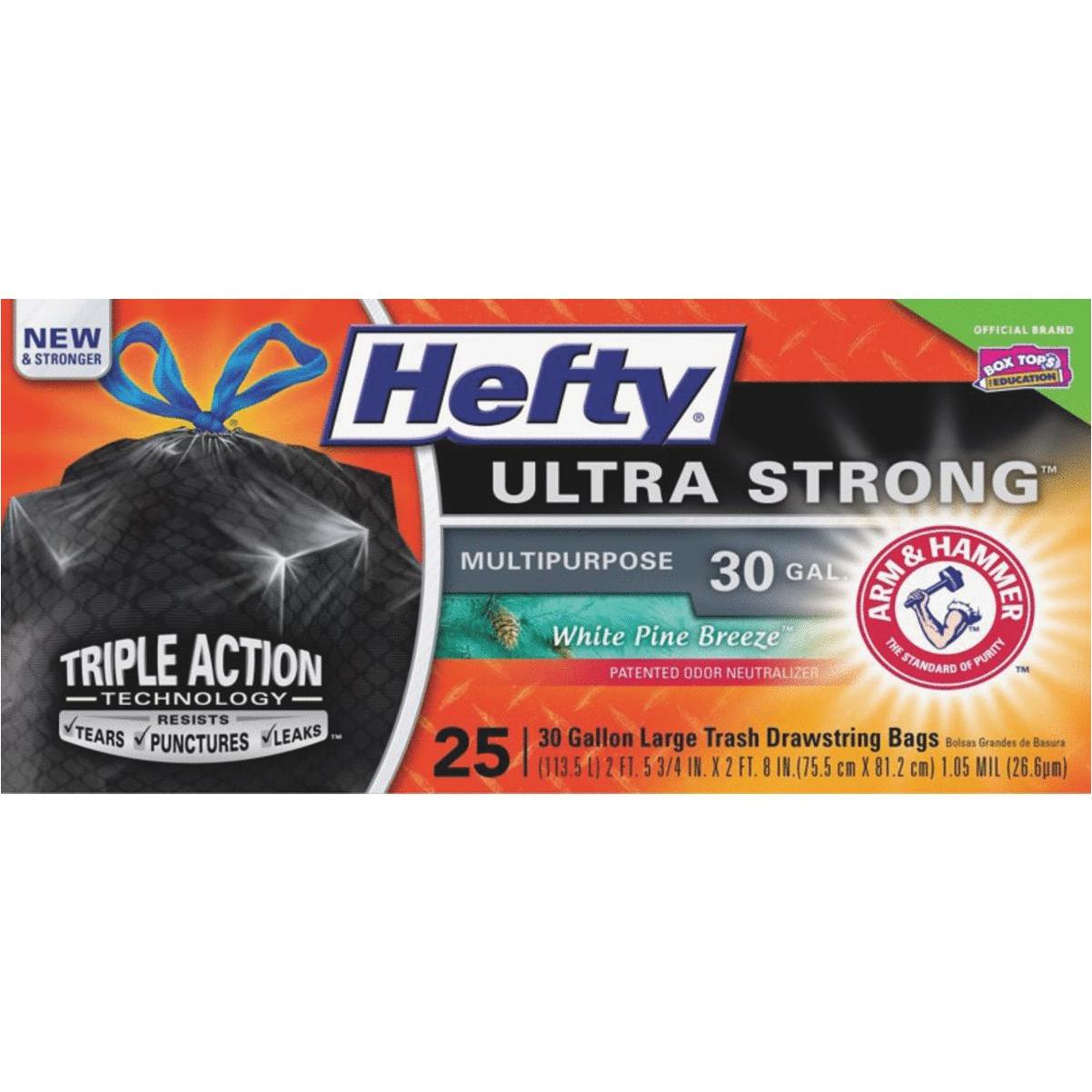 30 Gal Hefty Ultra Strong Black Trash Bags 25 Ct .1 PACK 