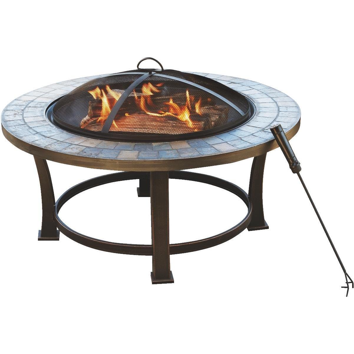 Outdoor Expressions 34 In Antique, Real Flame Alderwood Fire Pit
