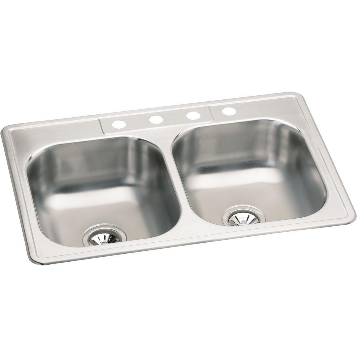 Elkay Double Bowl 33 In X 22 In X 7 In Deep Stainless Steel Kitchen Sink Hills Flat Lumber