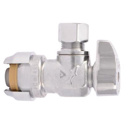 SharkBite Max 1/2 inch x 3/8 inch Chrome Brass Push-to-Connect Compression  Angle Stop Valv