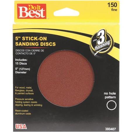 Do it Best 5 In. 150 Grit Stick-On Sanding Disc (15-Pack)