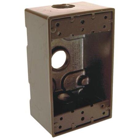 Bell Single Gang 1/2 In. 3-Outlet Bronze Aluminum Weatherproof Outdoor  Outlet Box