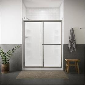 Sterling Deluxe 59 3 8 In W X 70 In H Chrome Rain Glass Sliding Shower Door Hills Flat Lumber