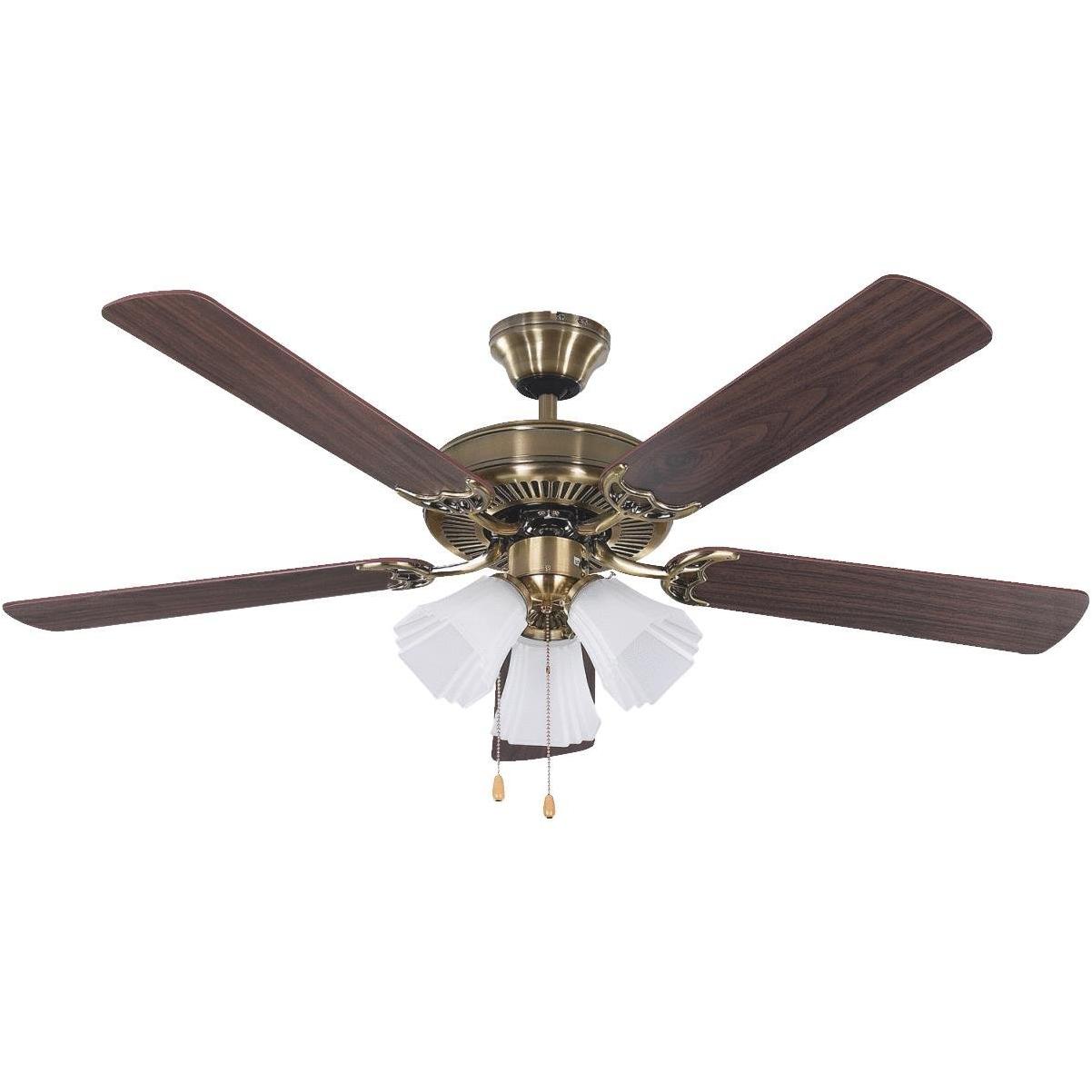 Home Impressions Sherwood 52 In Antique Brass Ceiling Fan With Light Kit Hills Flat Lumber