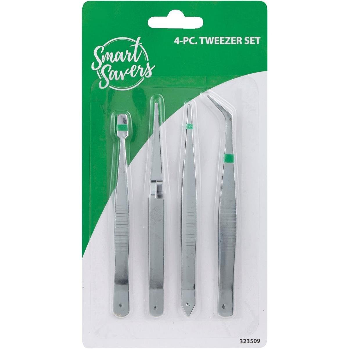 Smart Savers Assorted Style Tweezer Set 4 Piece Hills Flat Lumber