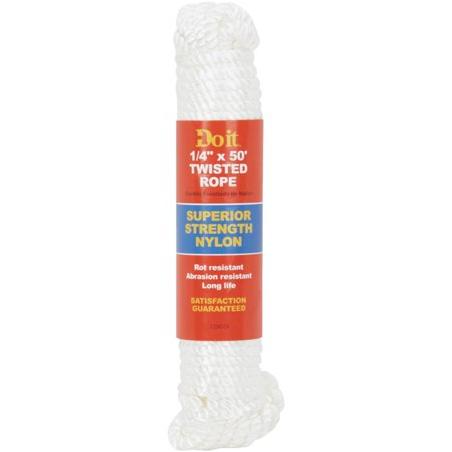 Do it Best 1/4 In. x 50 Ft. White Twisted Nylon Packaged Rope