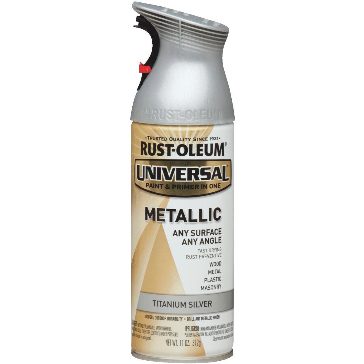 Rust-Oleum Universal Gloss Titanium Silver Metallic Spray Paint and Primer  In One (NET WT. 11-oz)