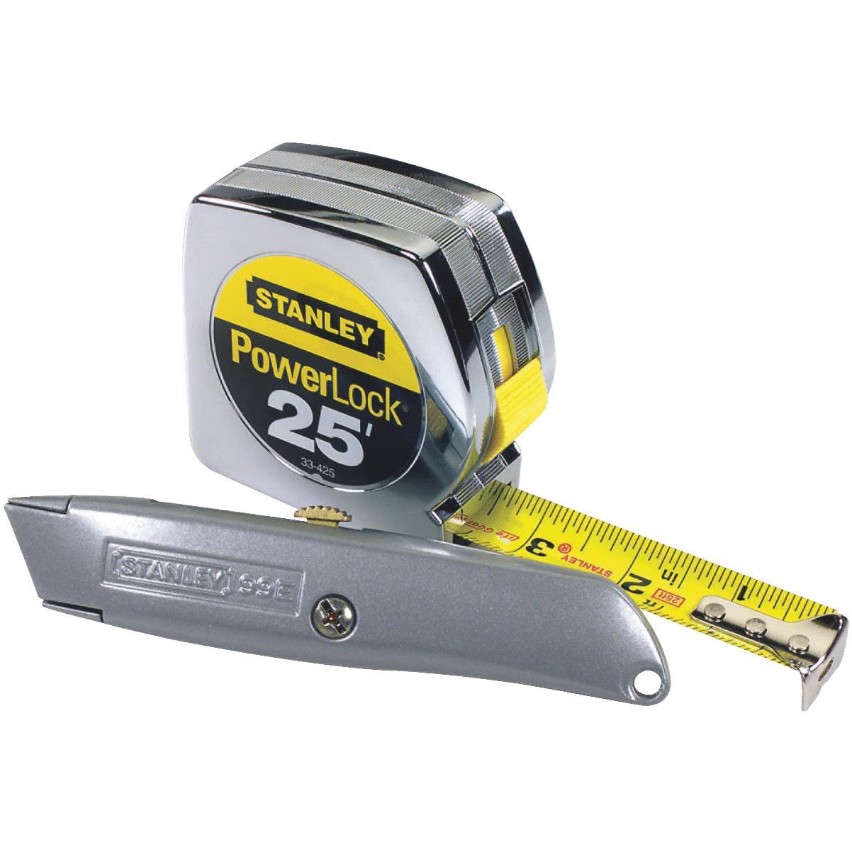 Stanley 25 Ft. PowerLock Tape Measure and Heavy-Duty Utility Knife Tool Set  (2-Piece)