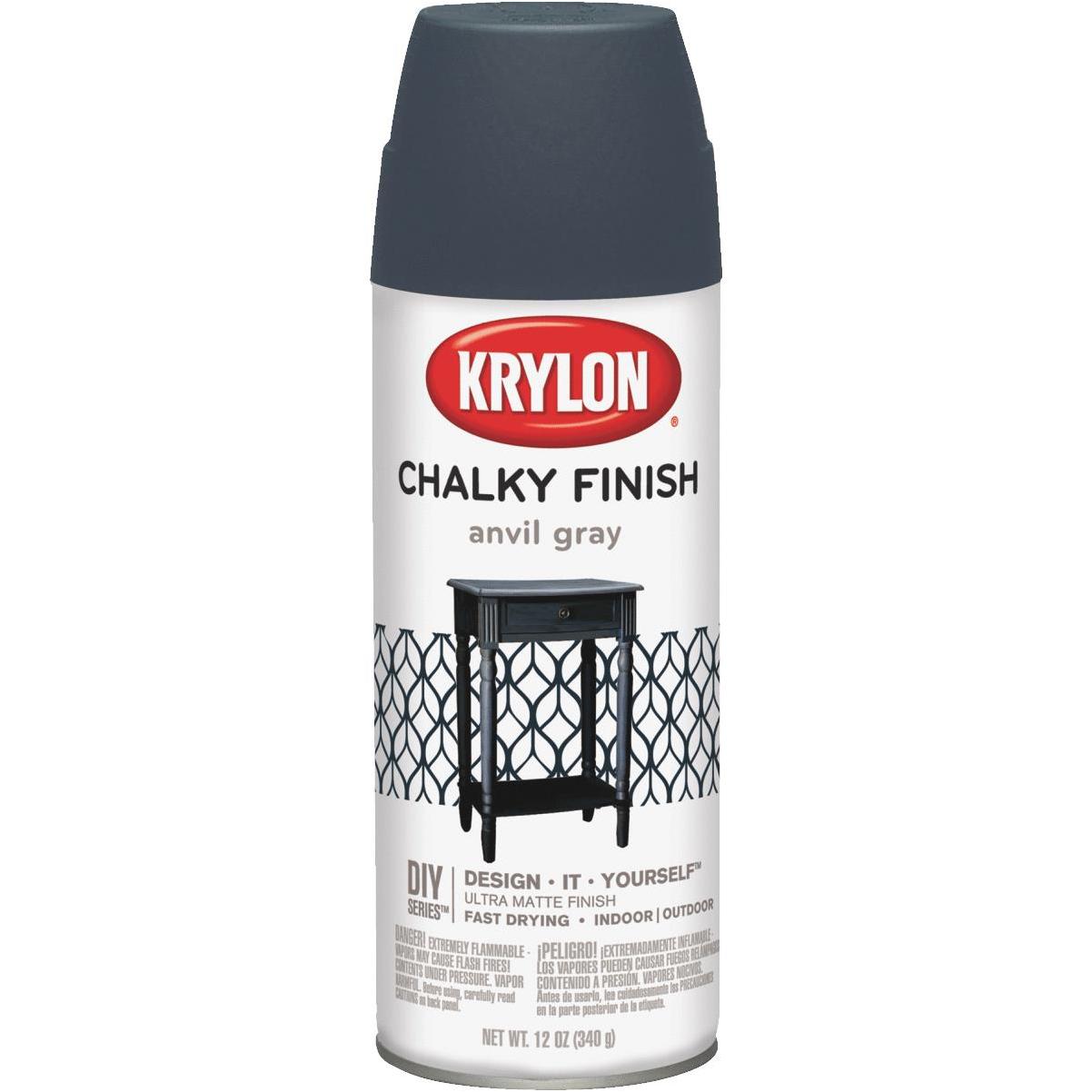 Krylon CHALKY FINISH 12 Oz. Ultra Matte Chalk Spray Paint, Anvil