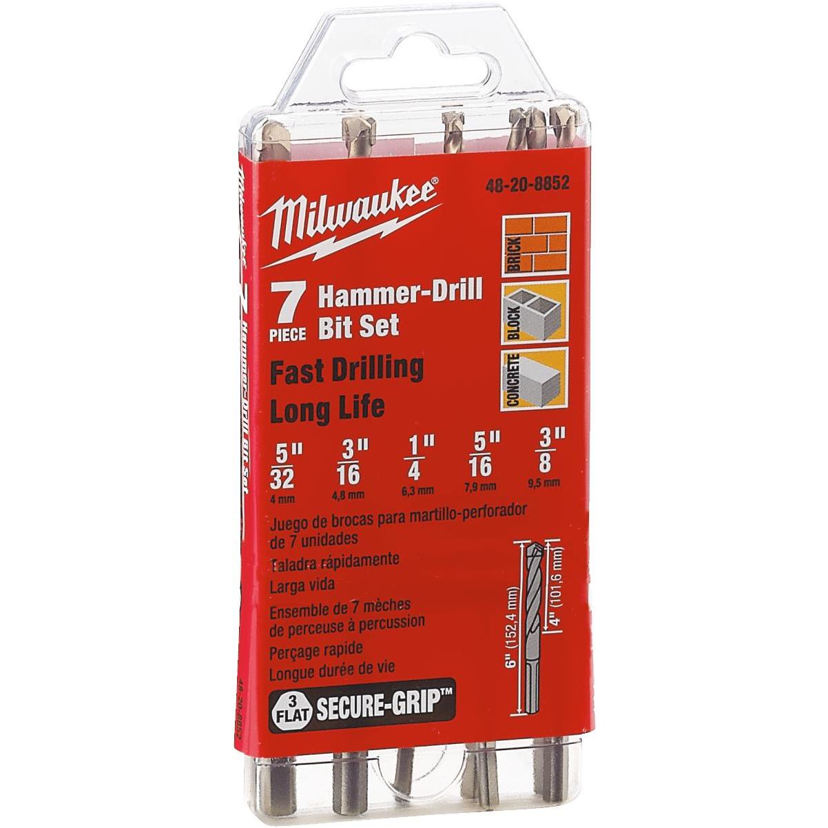 Milwaukee 2-Cutter SDS-PLUS Carbide Hammer Drill Bit Set (5-Piece