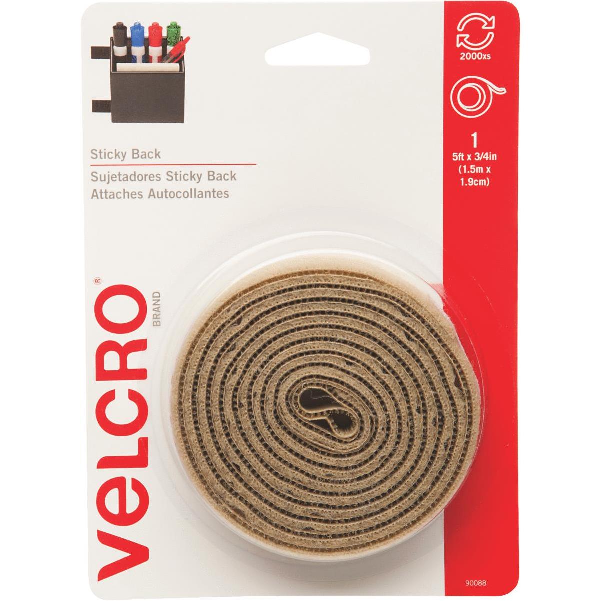 VELCRO Brand 5 Ft x 3/4 In | Black Tape Roll with Adhesive | Cut Strips to  Length | Sticky Back Hook and Loop Fasteners | Perfect for Home, Office or