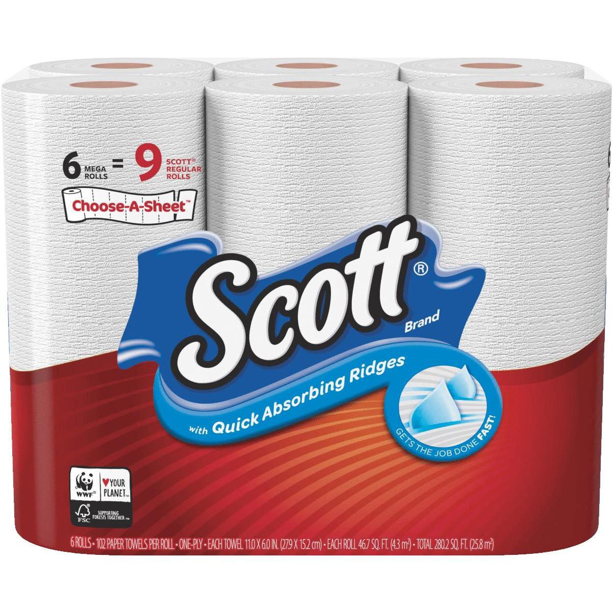 Scott Paper Towels, Choose-A-Sheet, Regular Rolls, 1-Ply - 2 - 116 paper towel rolls