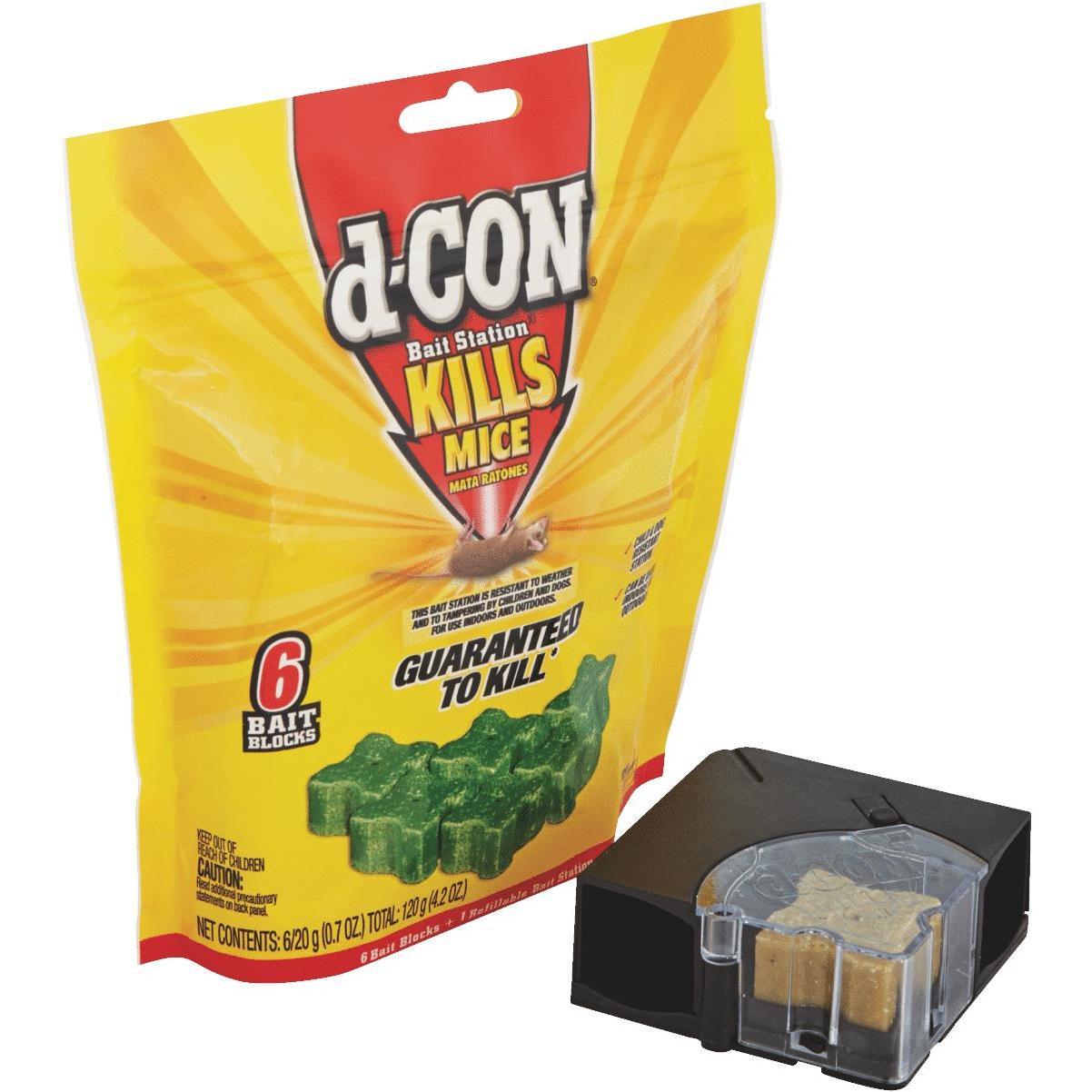 d-CON Refillable Corner Fit Mouse Poison Bait Station, 1 Trap + 2 Bait  Refills 