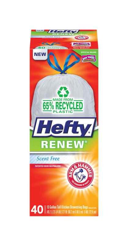 Hefty Renew Clean Burst 13 Gal. Tall Kitchen White Trash Bag (40