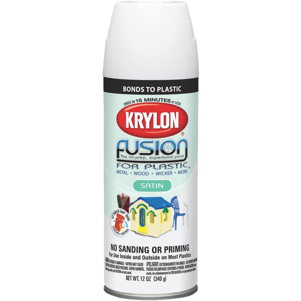 Krylon 2420 Fusion White Satin Spray Paint for Plastic