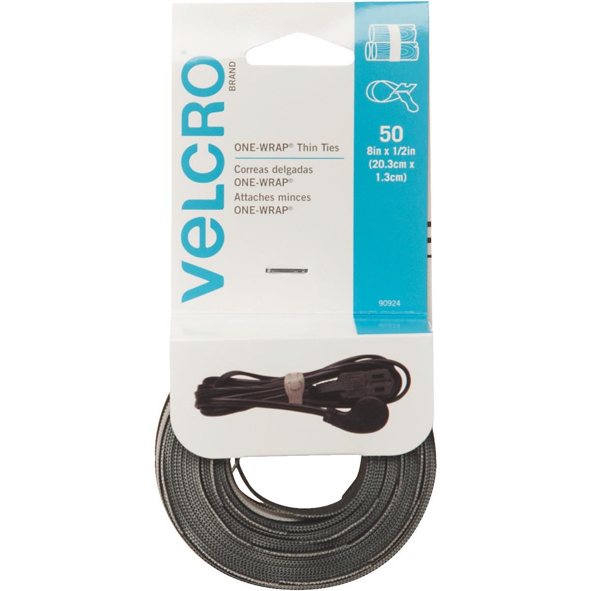 VELCRO Brand ONE-WRAP Cable Ties , Black Cord Organization Straps