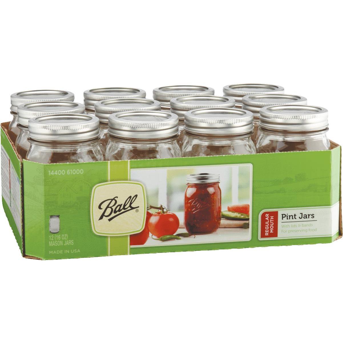 Ball Regular Mouth Mason Jars with Lids, Quart - 12 pack