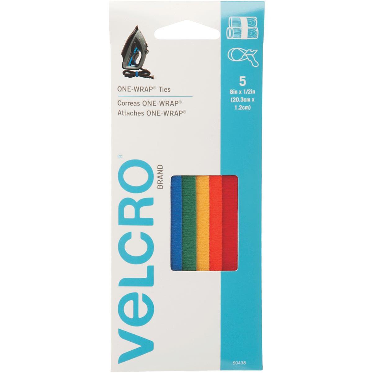 VELCRO Brand One-Wrap 1/2 In. x 8 In. Assorted Hook & Loop Tie (5 Ct.)