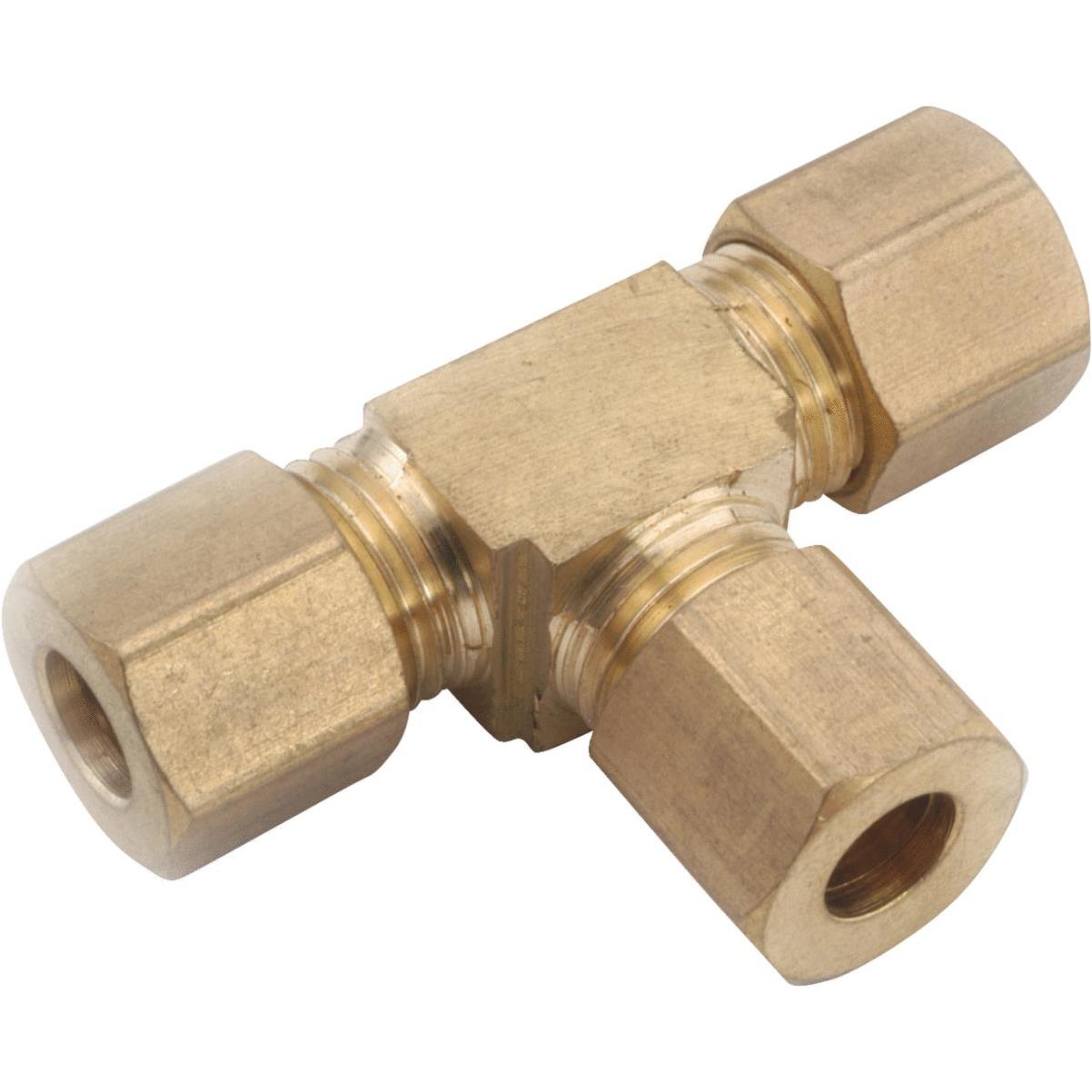 Union Tee Compression, Brass, 1/4, Bag of 1