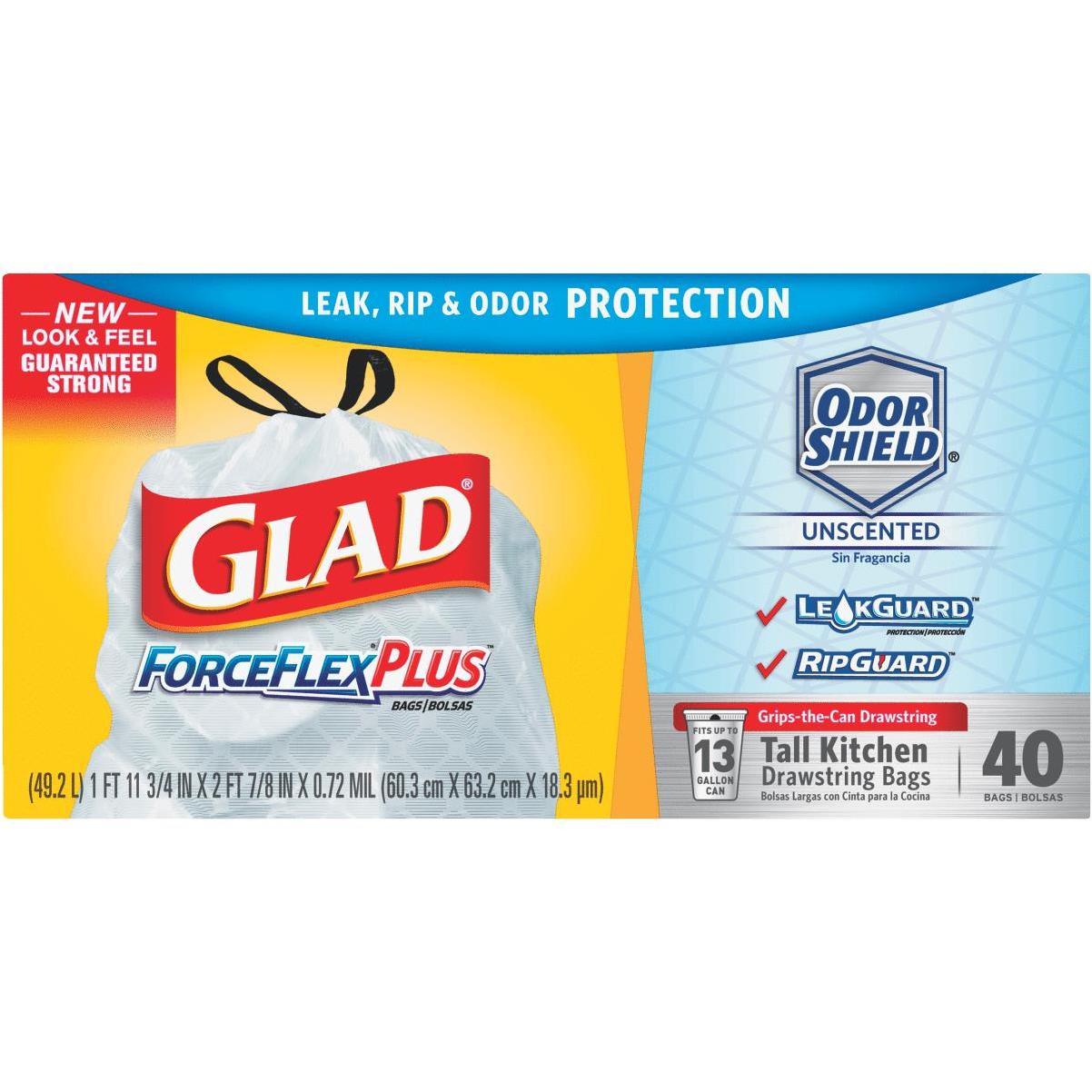 Glad ForceFlex Plus 13 Gal. Tall Kitchen White Trash Bag (40-Count