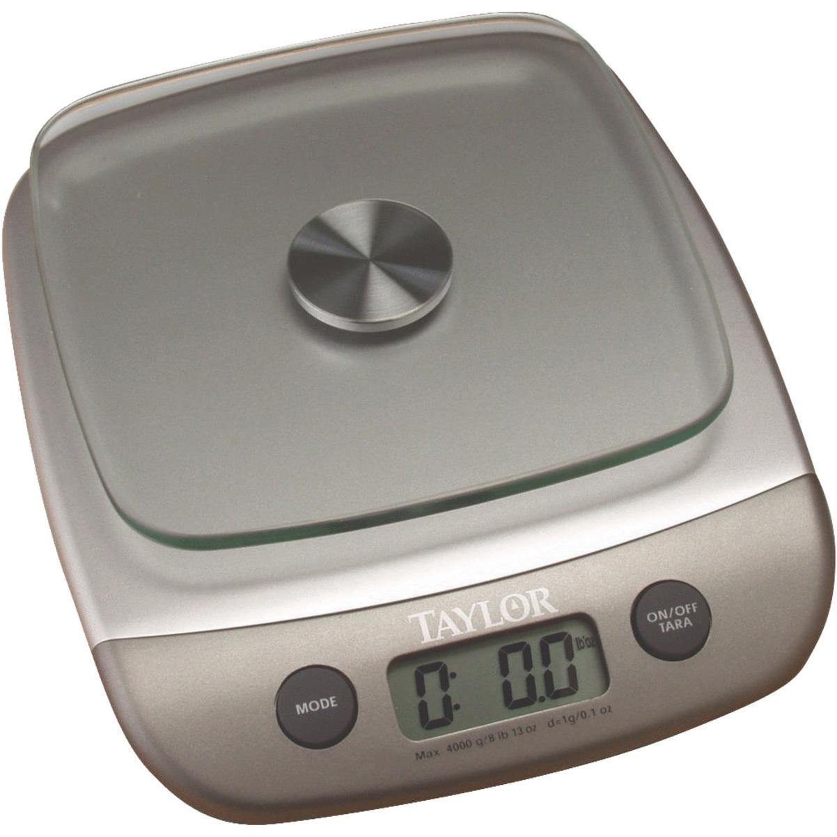 Taylor Glass Digital Kitchen Scale, Silver