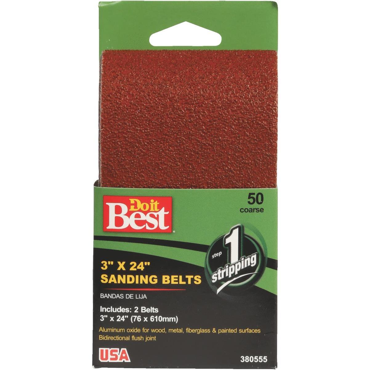 Do it Best 3 In. x 24 In. 50 Grit Heavy-Duty Sanding Belt (2-Pack)