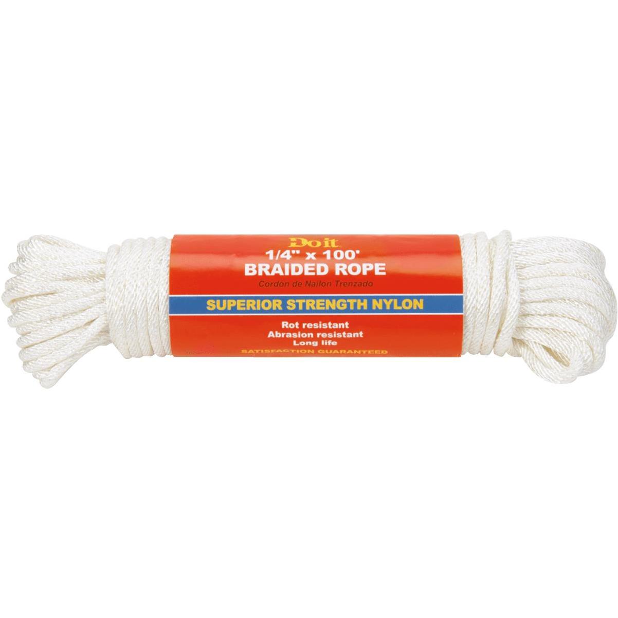 Do it Best 1/4 In. x 100 Ft. White Braided Nylon Packaged Rope