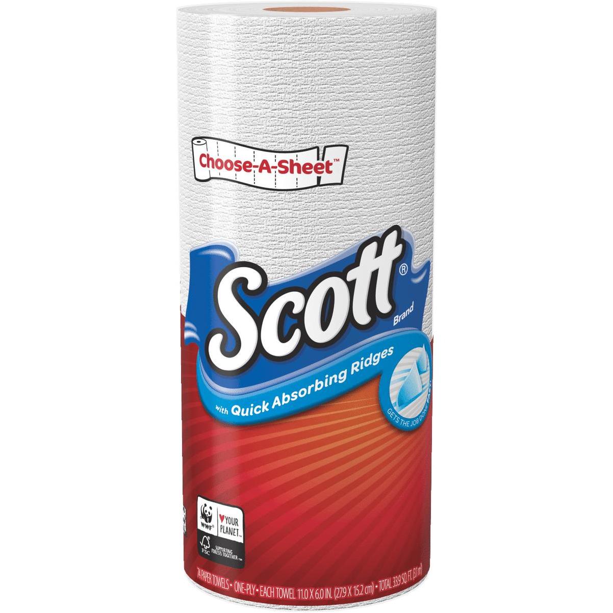 Scott Paper Towels, Choose-A-Sheet, Regular Rolls