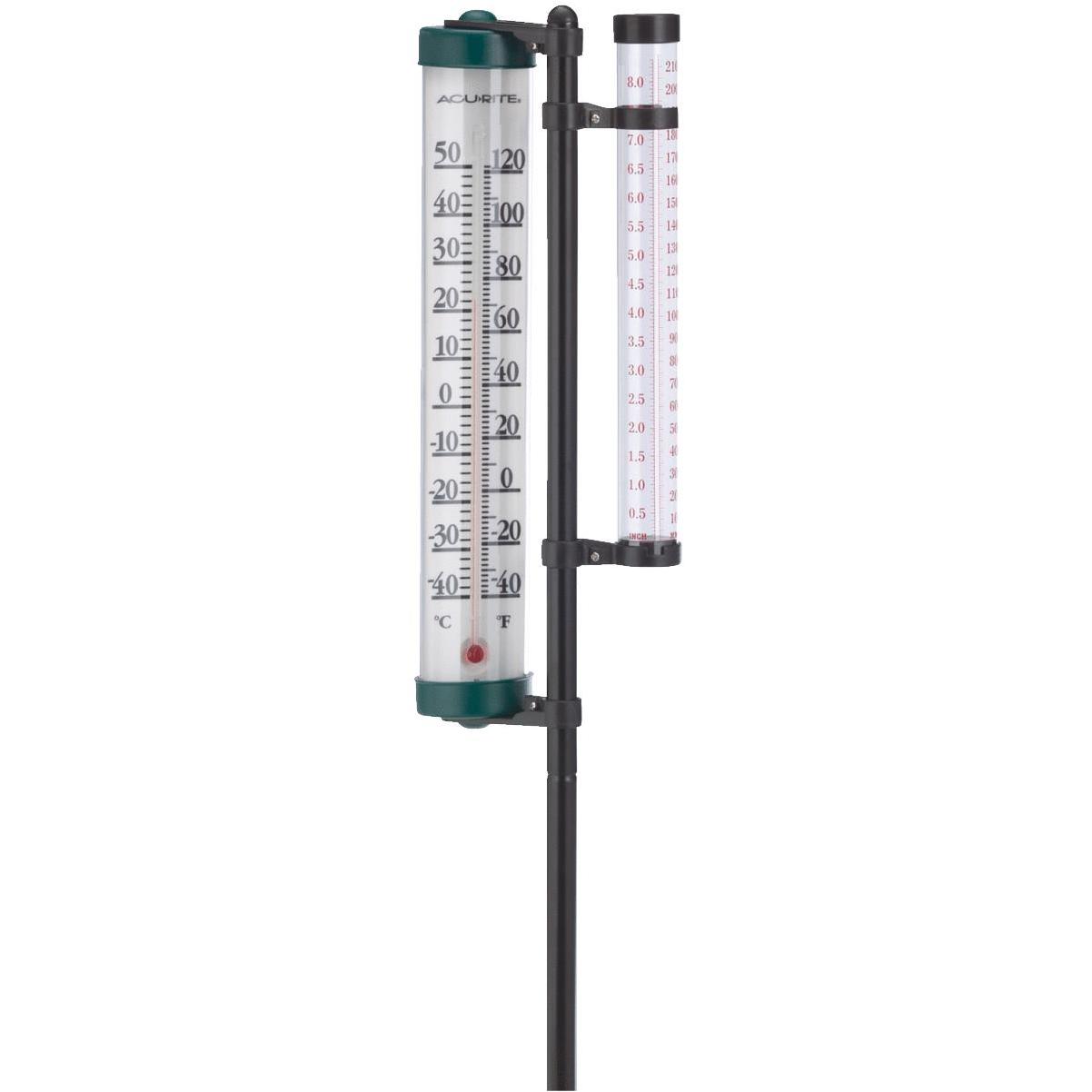 Garden Rain Gauge & Thermometer