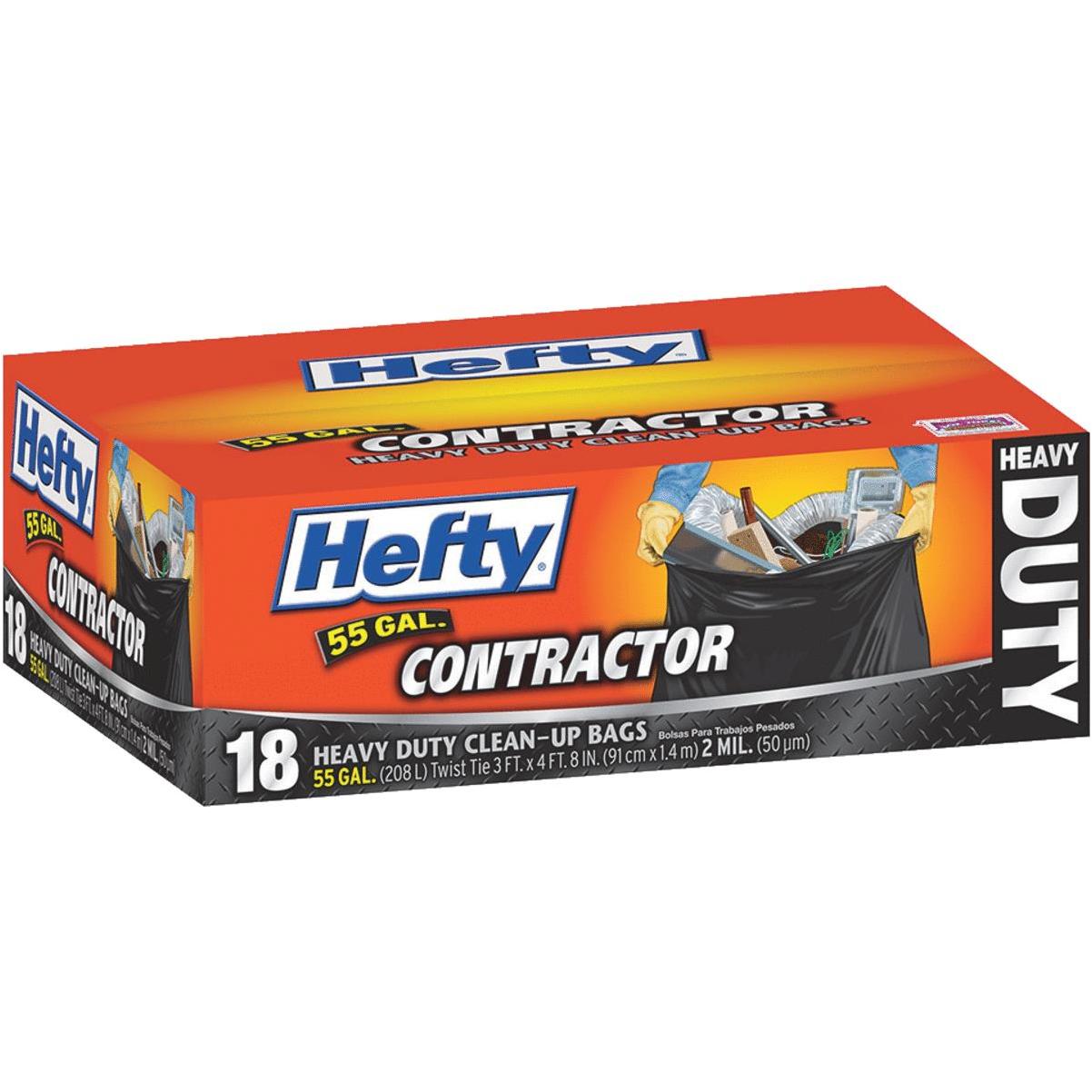 Hefty Heavy Duty Contractor Extra Large Trash Bags, 45 Gallon, 20 Count