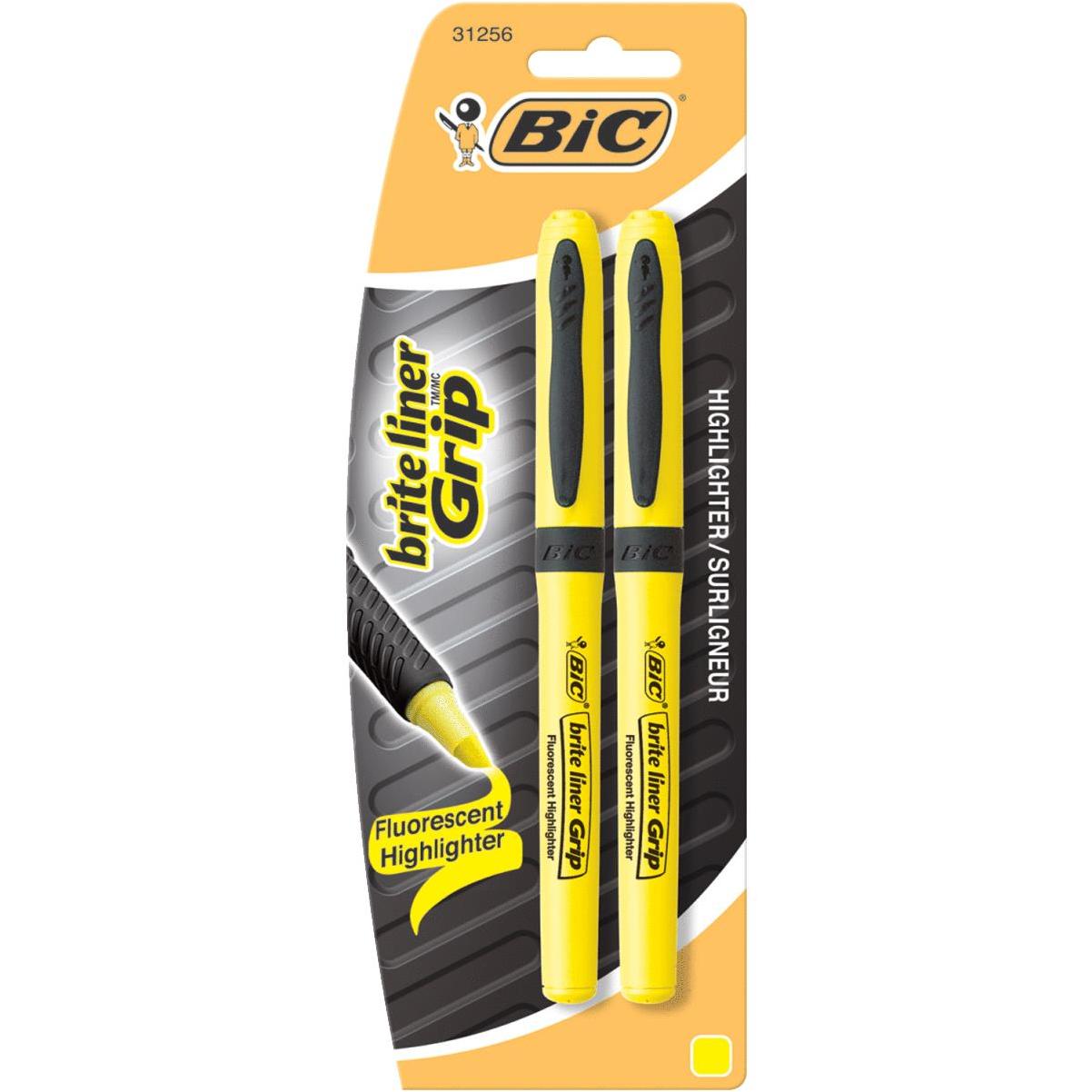 Bic Brite Liner Grip Chisel Tip Yellow Highlighter (2-Pack)