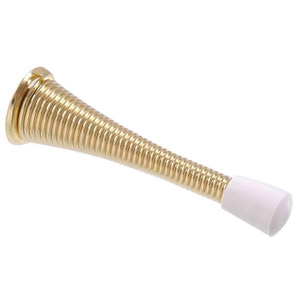 3 Spring Door Stop Broad Base, Brass Finish Hillman Doorstops 851333