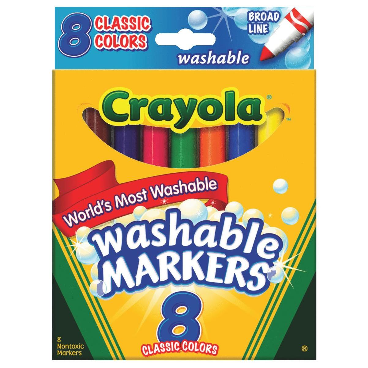 Crayola Non-Washable Markers, Fine Point, Classic Colors, 8/Set